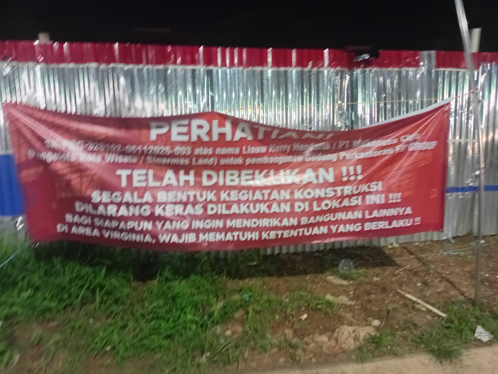 Pembekuan PBG Gedung 7 Lantai di Depan Cluster Virgina Sebaiknya Ditindaklanjuti Dengan Pencabutan