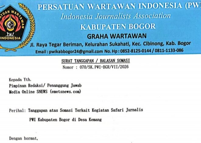 Buntut Pernyataan di Safari Jurnalistik PWI: Atas Somasi Pimpinan Redaksi SNews, PWI Kabupaten Bogor Telah Mencabut Pernyataan Yang Menjadi Polemik